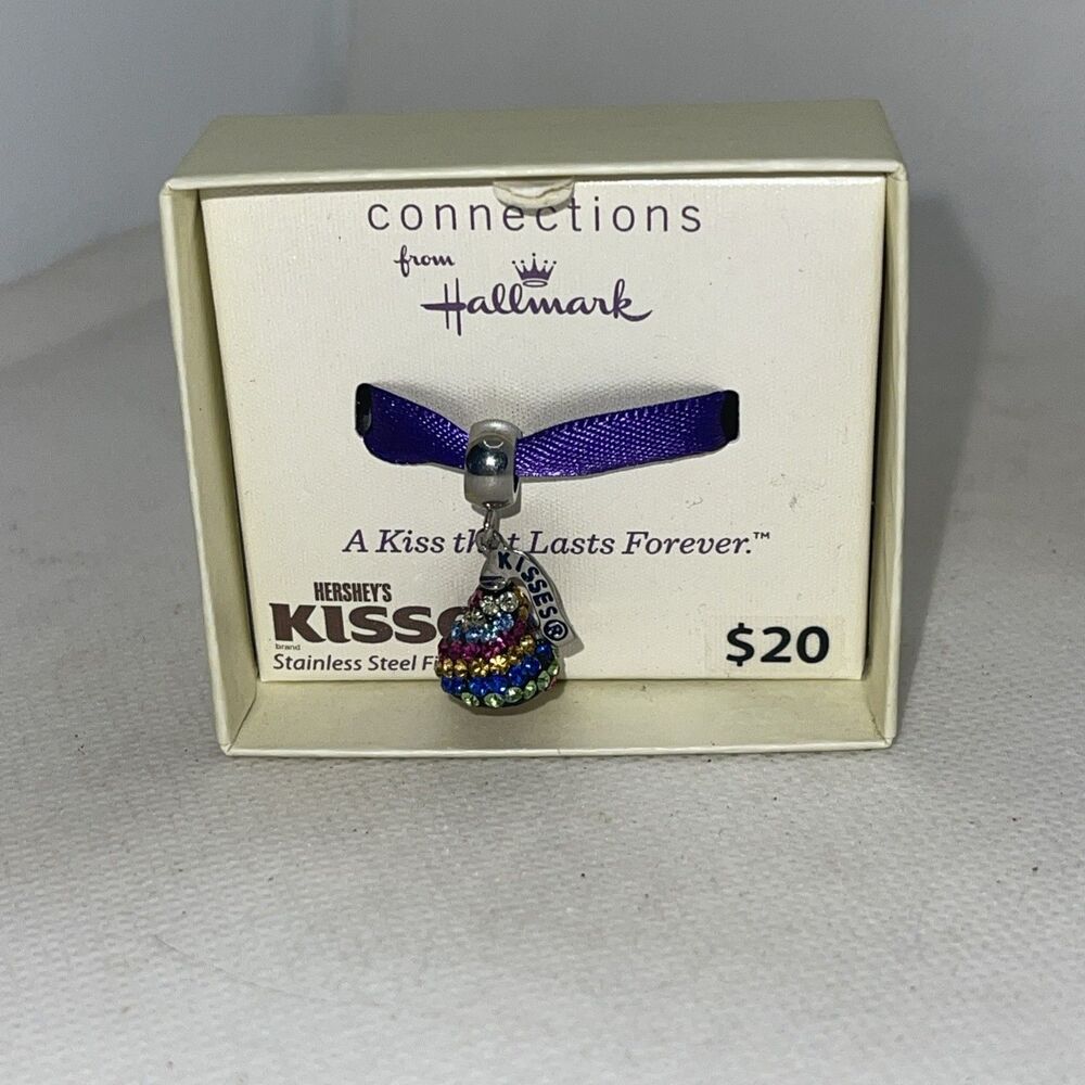 Hershey Chocolate Stainless Steel Multi Colored Rhinestone Hershey Kiss Charm
